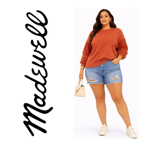 Madewell Tops - MADEWELL Burnt Orange Boho Crewneck Sweatshirt